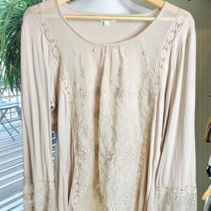 Tantrums Boho Western Embroidered Lace Long Sleeve Top Large‎